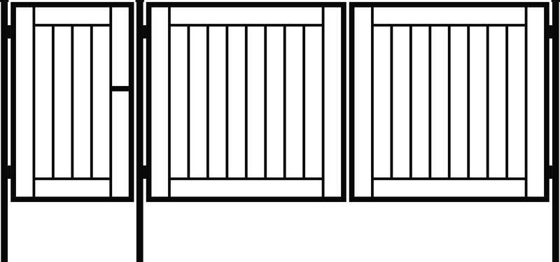 Красивые ворота для частного дома с забором и калиткой
 - 39 фото