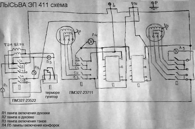 Плита электрическая схема подключения конфорок