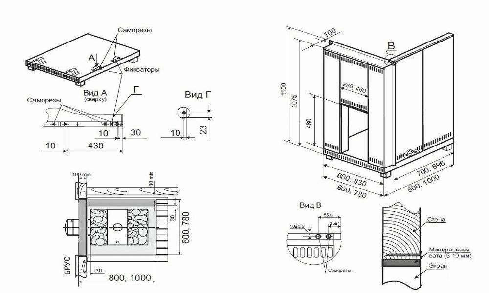 Защитный экран для печи в бане: изоляция и расстояние от стен - все о строительстве