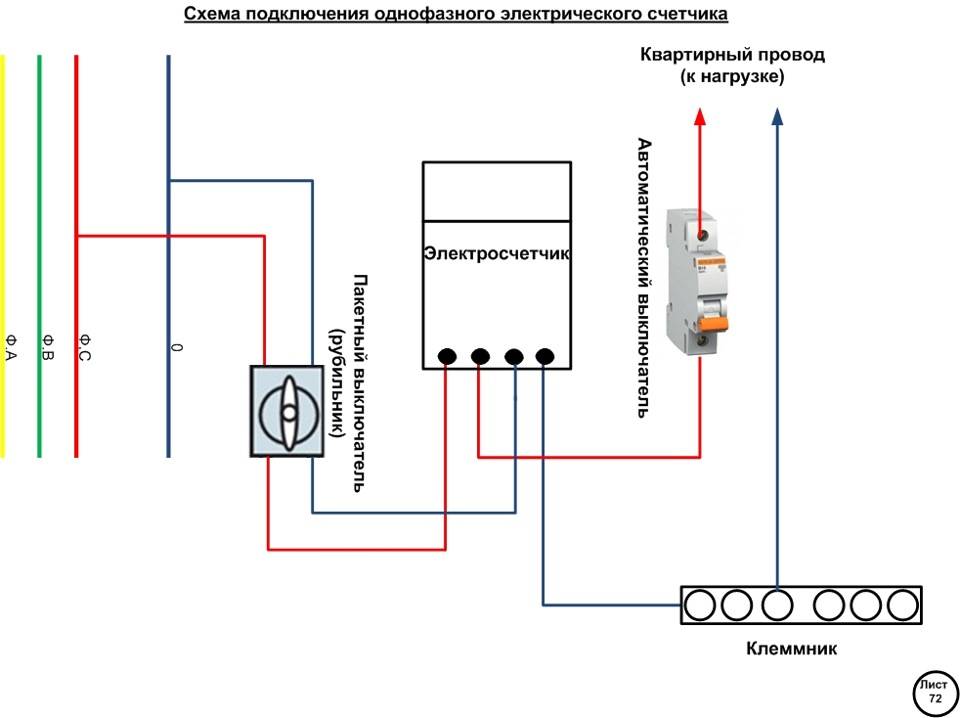 Схема подключения бытового электросчетчика