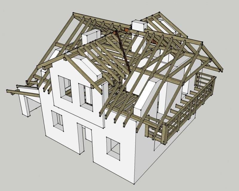 Многощипцовая крыша над квадратным домом: строительство стропильной системы, устройство