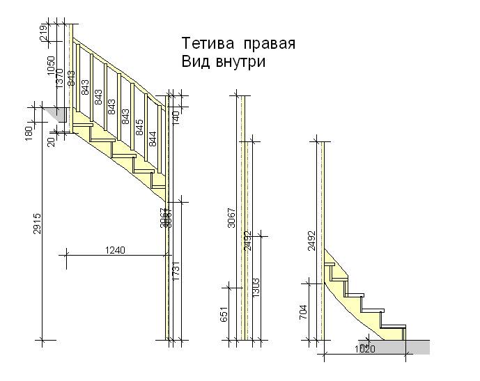 Лестница с забежными ступенями (71 фото): устройство поворотной конструкции, марш с поворотом на монокосоуре и тетивах на второй этаж, расчет и чертежи