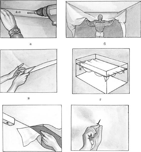 Ремонт натяжного потолка: как заклеить дырку и устранить порез