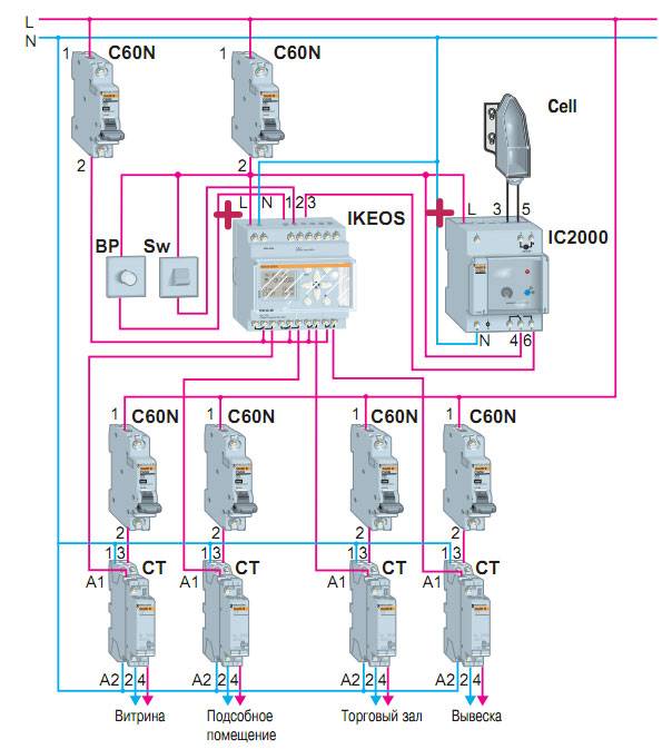 Схема подключения контактора через выключатель на свет авв