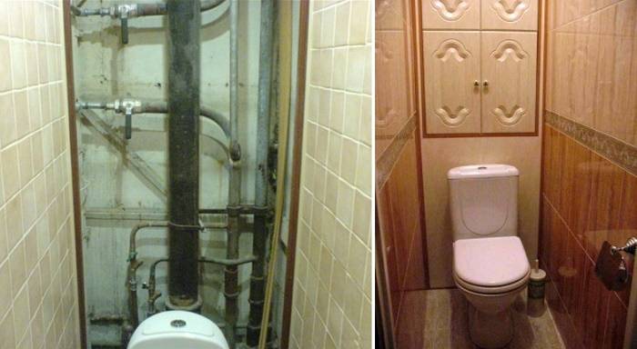 Как закрыть трубы в туалете - несколько вариантов декорации труб + фото