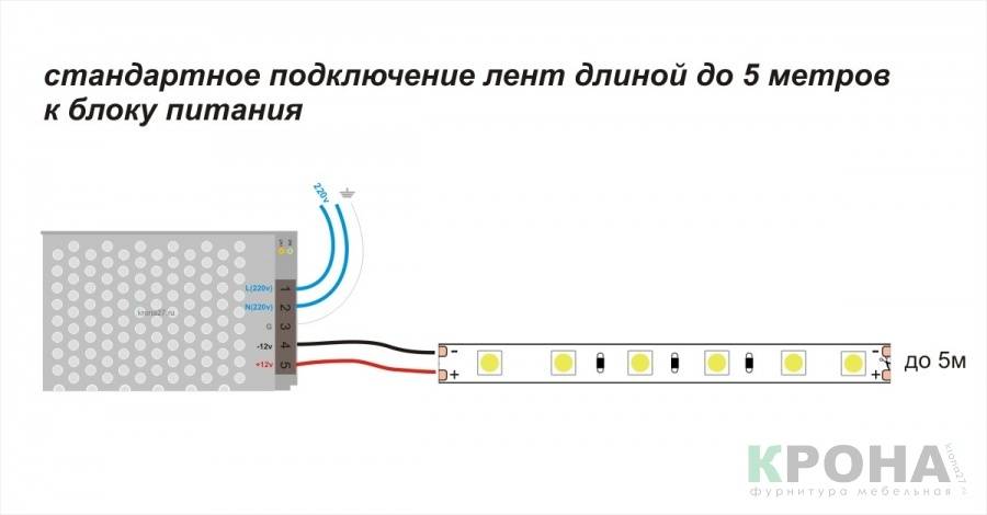 Схемы подключения светодиодной ленты на 220в