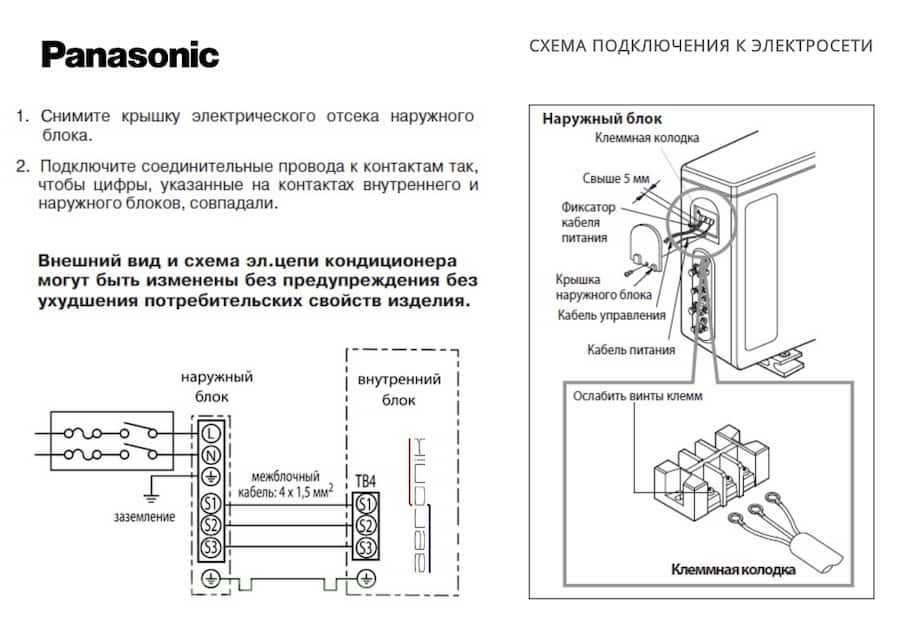 Схема подключения внешнего блока кондиционера