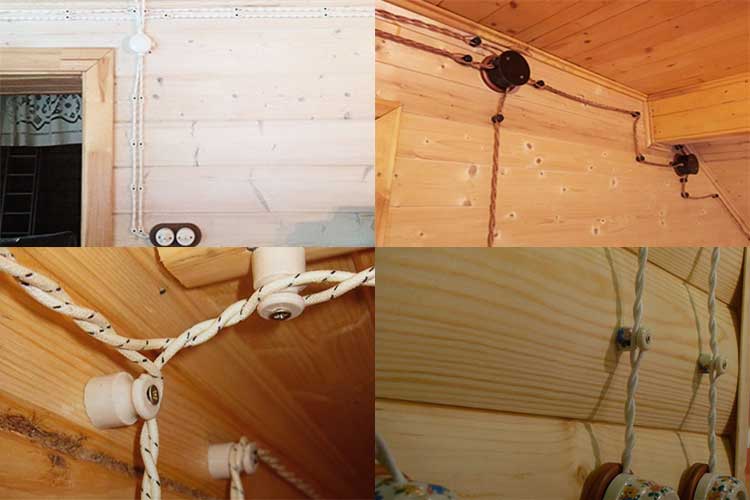 Плетеная проводка в деревянном доме фото