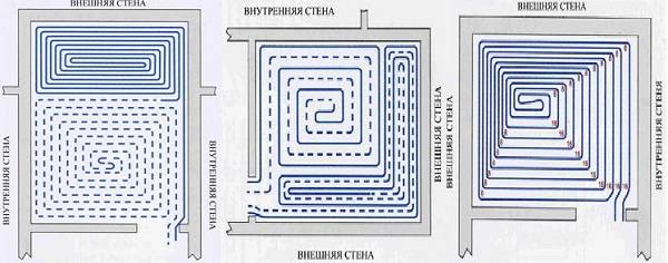 Шаг укладки водяного теплого пола