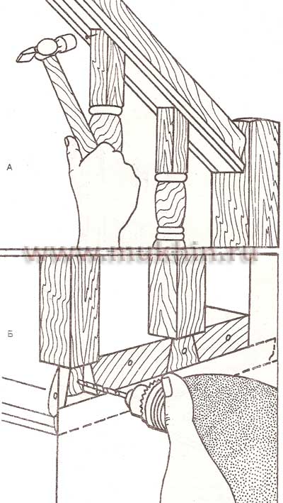 Как крепить балясины к ступеням и перилам: 6 способов