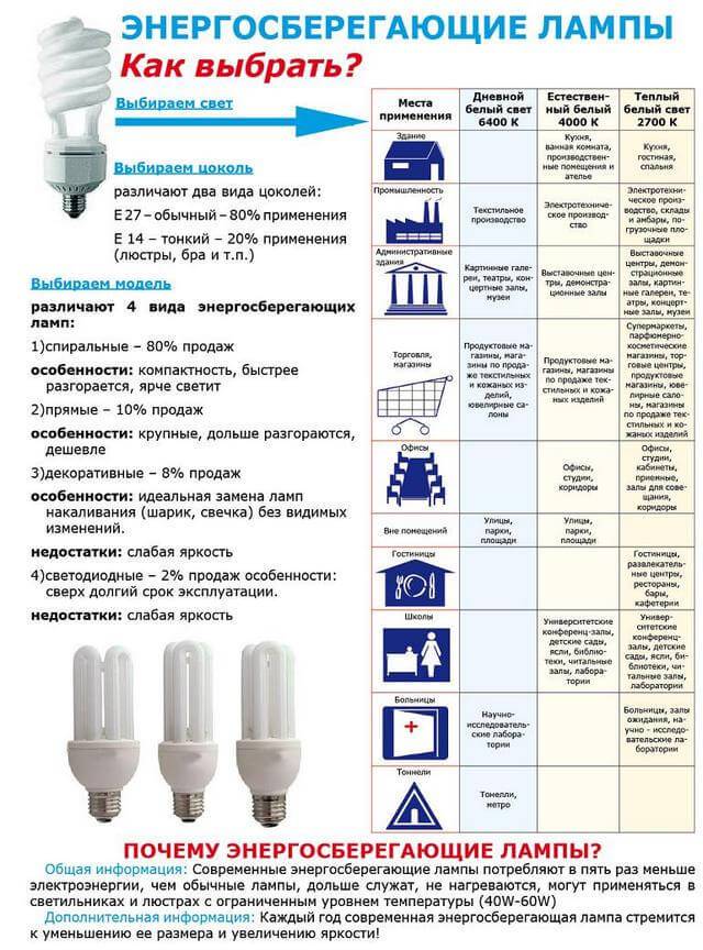 Энергосберегающие лампы: виды и характеристики