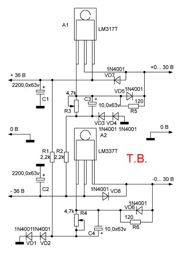 Lm317t регулятор напряжения схема подключения