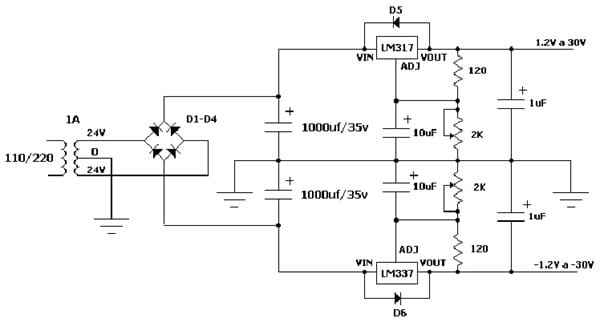 Lm337 стабилизатор схема