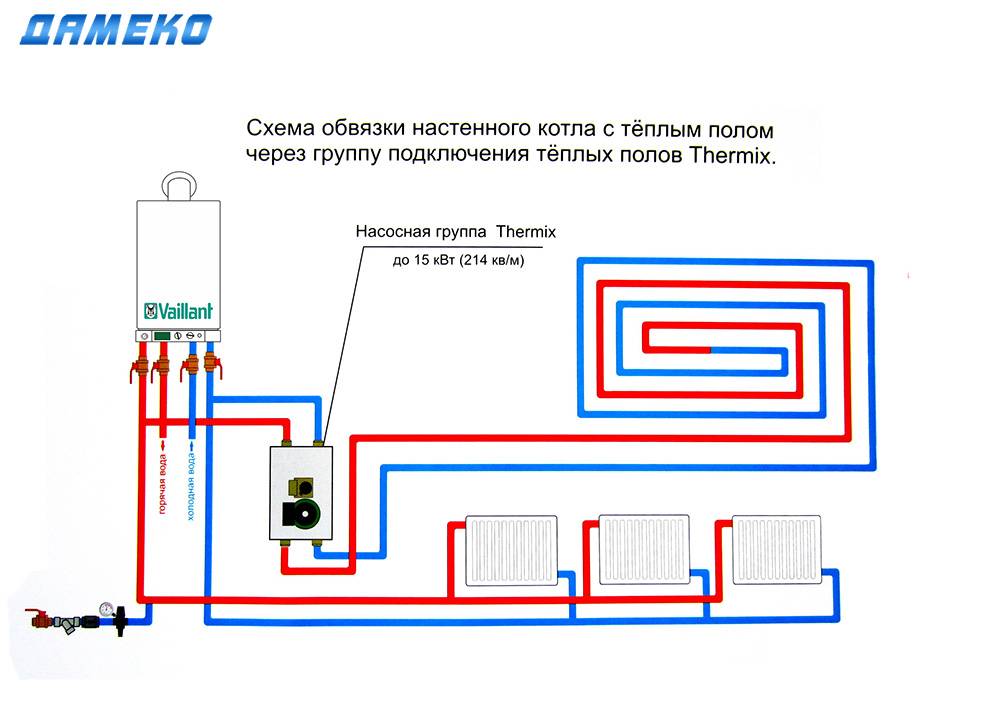 Схема отопления батареи и теплый пол в частном доме