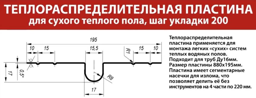 Теплораспределительная пластина для теплого пола