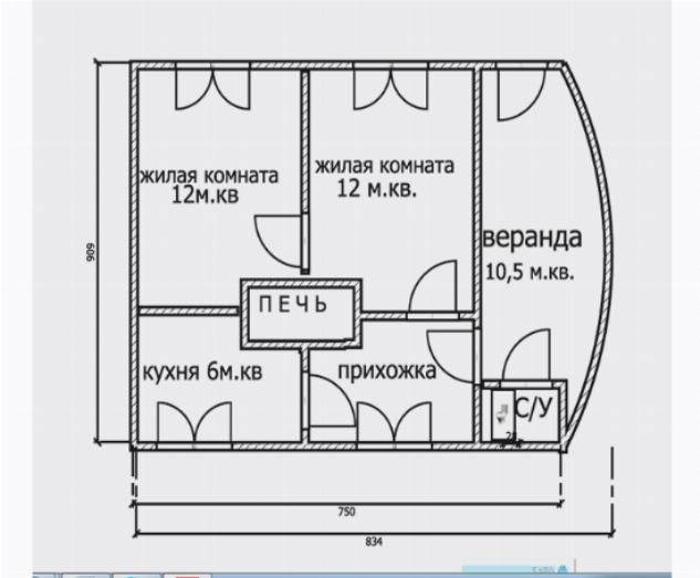 Проекты и планировка дома с печкой 6х6, 7х7, 8х8, 6х8 и других размеров