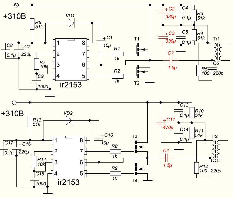 Ir2156s схема блока питания