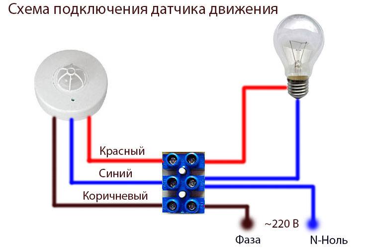 Схема подключения и настройка датчика движения для включения освещения