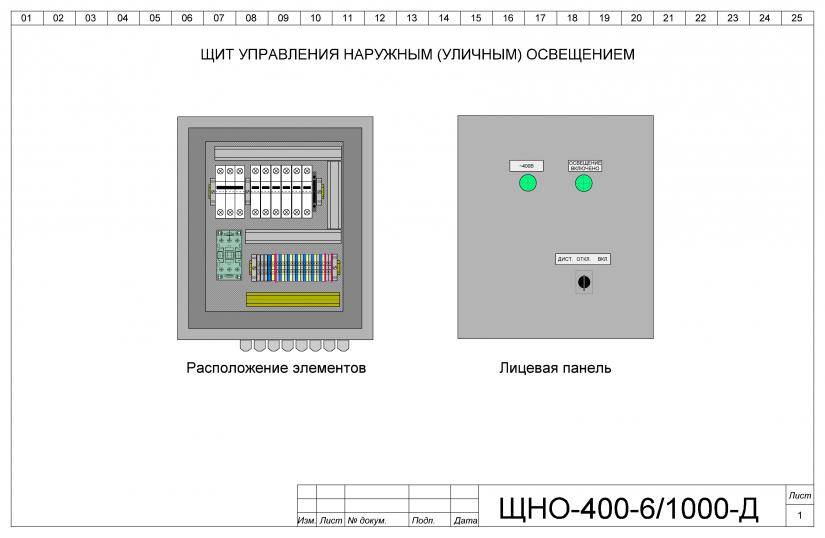 Схема шкафа управления освещением