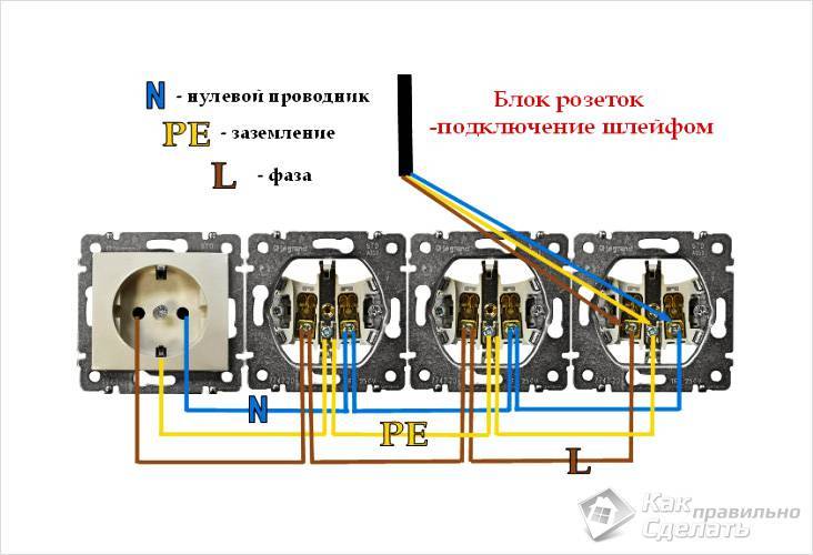 Как подключить тройную розетку к одному проводу без заземления