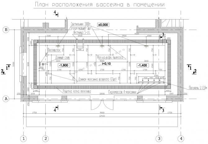 Чертеж бассейна проект бассейна