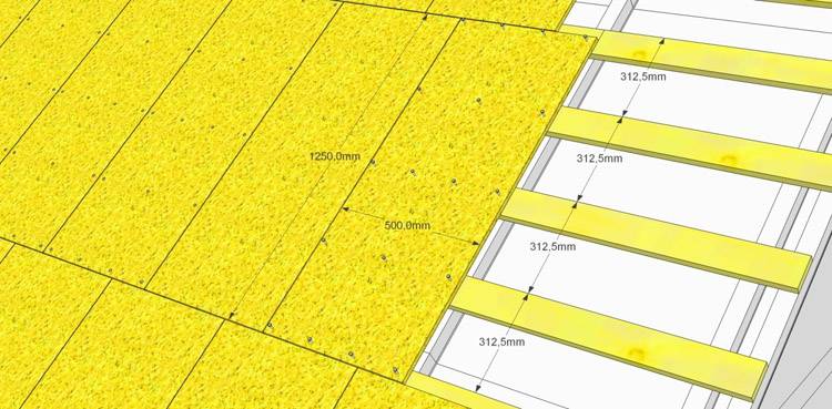 Шаг обрешетки под гибкую черепицу схема