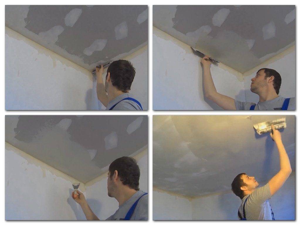 Как зашпаклевать потолок правильно и ровно: своими руками, из гипсокартона, бетонный, старый, глянцевый, деревянный, под покраску, видео